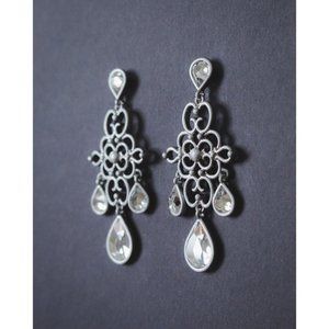 Lia Sophia Rhinestone Chandelier Filigree Earrings